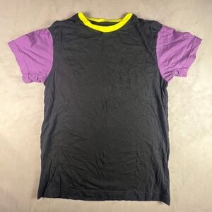 Original Use Mens Colorblock T-Shirt Black Purple Neon Yellow Crew Neck Small